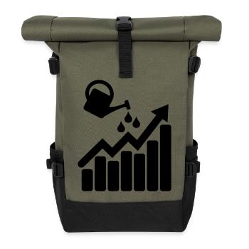 Diagramm mit Gießkanne lässt es wachsen - Rolltop Rucksack - Olive/Schwarz - Vorne