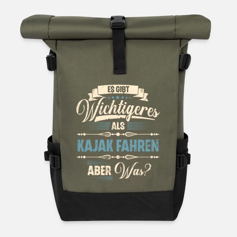 Kajak Kajakfahrer Kajaker Team - Rolltop Rucksack - Olive/Schwarz