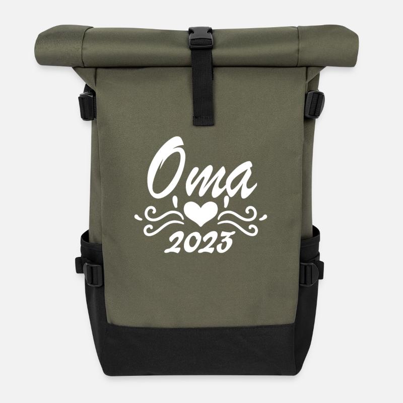 Oma 2023 - Werdende Oma 2023 - Rolltop Rucksack - Olive/Schwarz