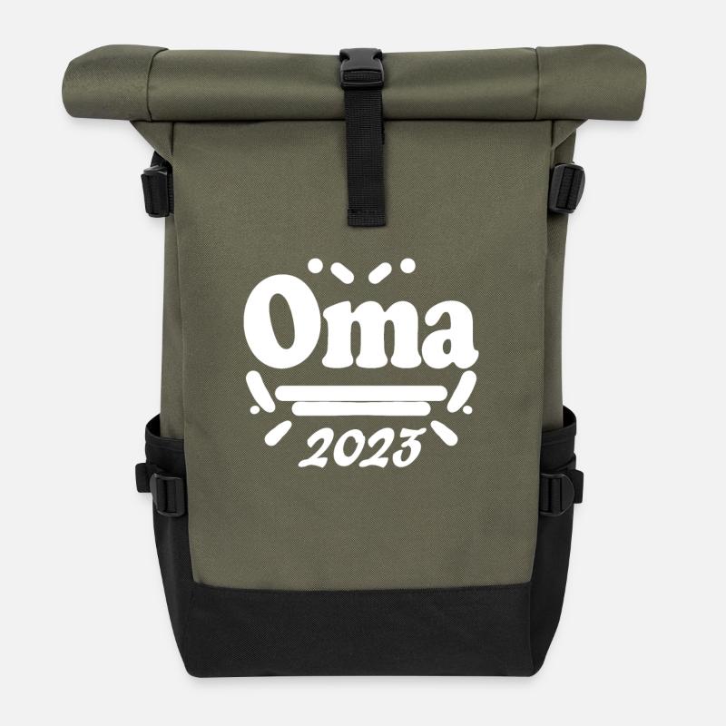 Oma 2023 - Werdende Oma 2023 - Rolltop Rucksack - Olive/Schwarz