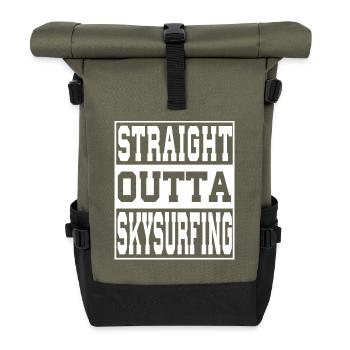 Skysurfing Spruch lustig - Rolltop Rucksack - Olive/Schwarz - Vorne