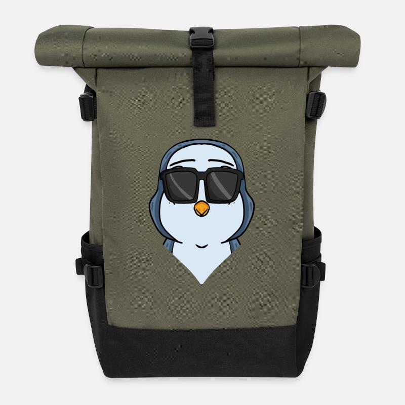 Cooler Pinguin mit Sonnenbrille Cool - Rolltop Rucksack - Olive/Schwarz