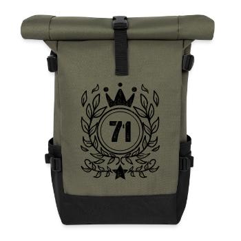 71 - Jahrgang Jahr Geburtsjahr 1971 - Rolltop Rucksack - Olive/Schwarz - Vorne