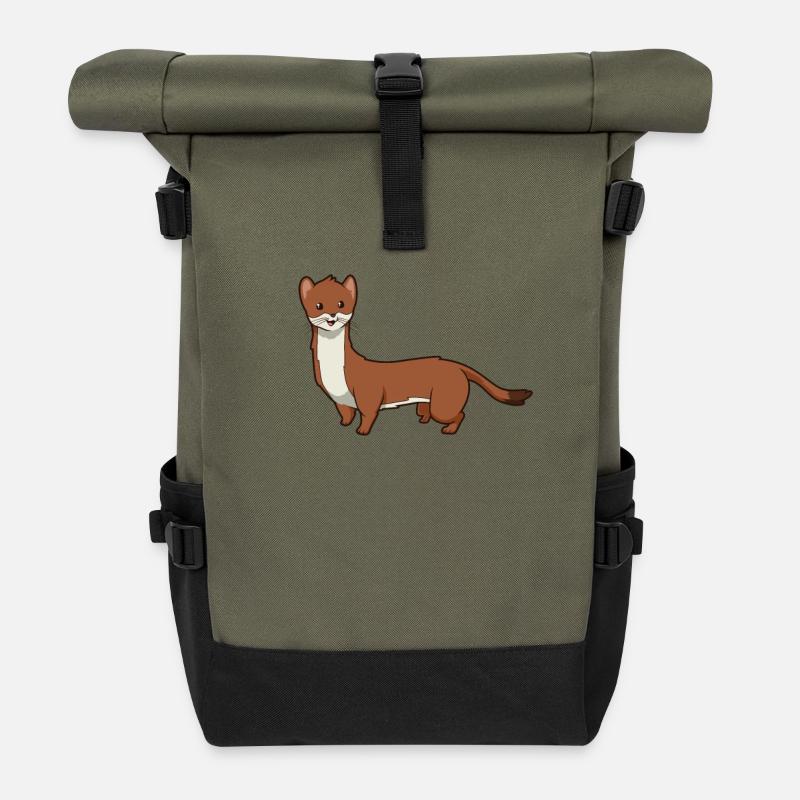 Kawaii Wiesel - Rolltop Rucksack - Olive/Schwarz