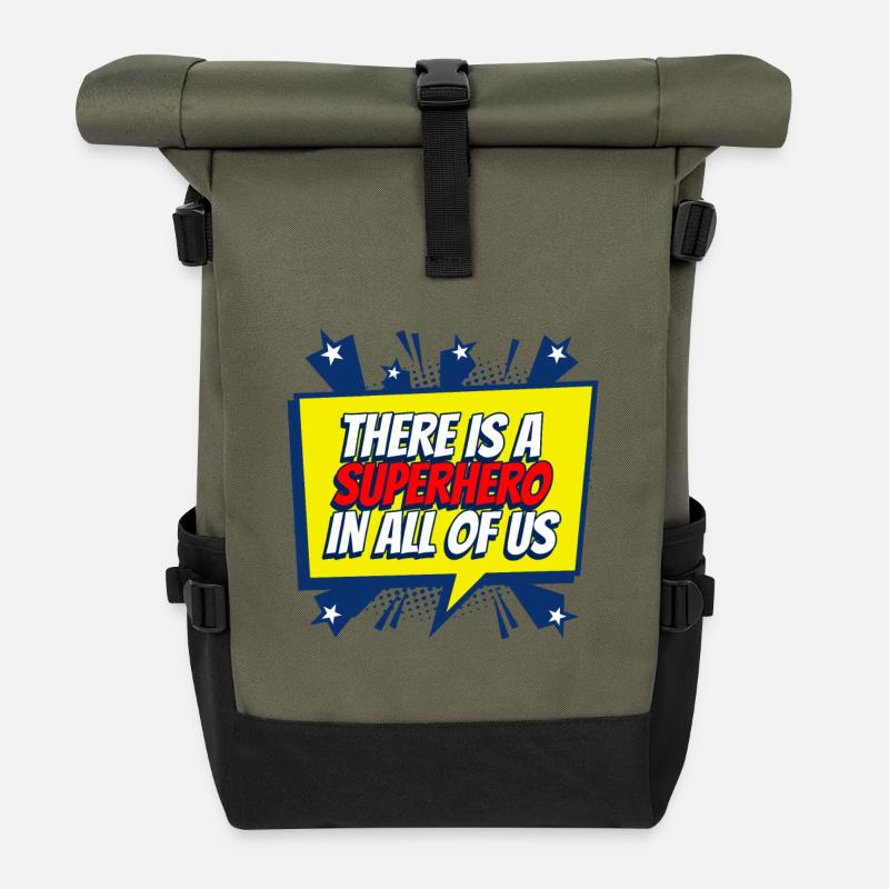 In jedem von uns steckt ein Superheld - Rolltop Rucksack - Olive/Schwarz
