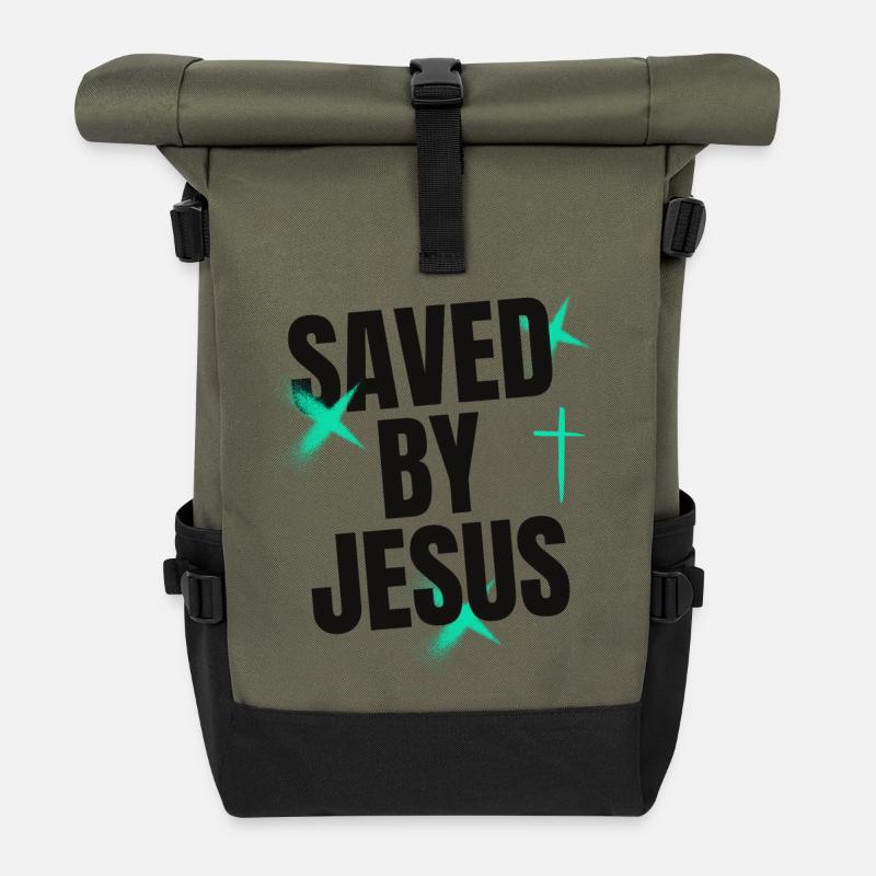 Sauvé par Jésus - Sac à dos roll top - olive/noir