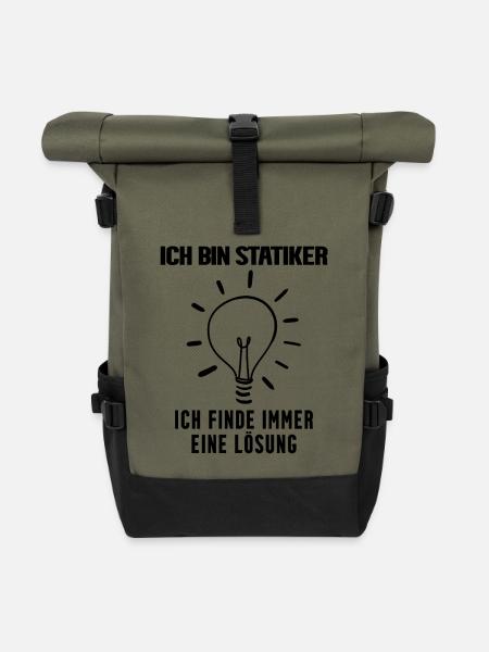 Statiker Beruf Ausbildung - Rolltop Rucksack - Olive/Schwarz