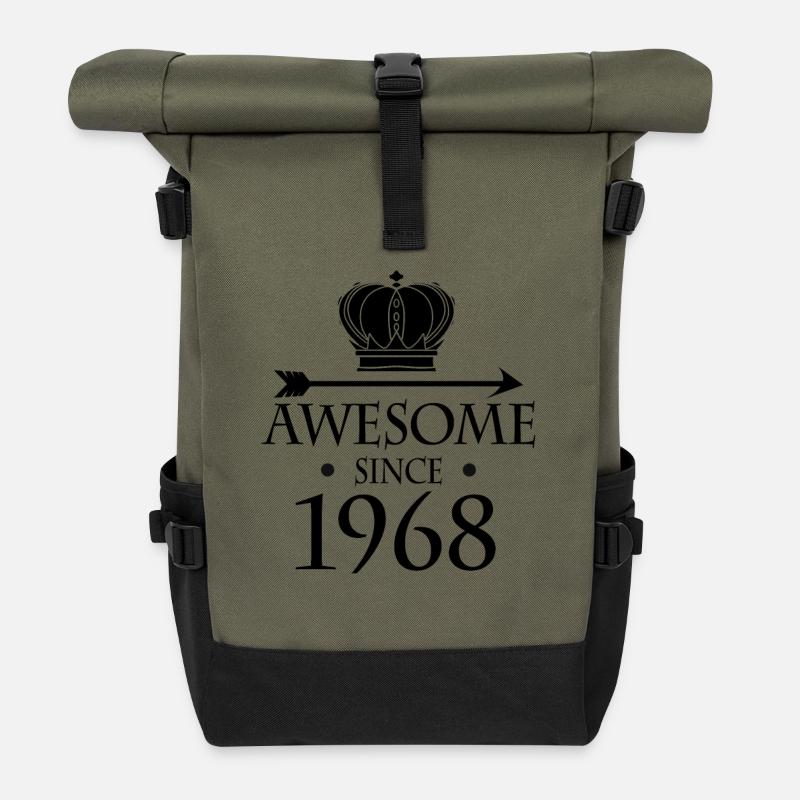 Born in 1968 - Fantastic since 1968 - Roll Top Backpack - olive/black