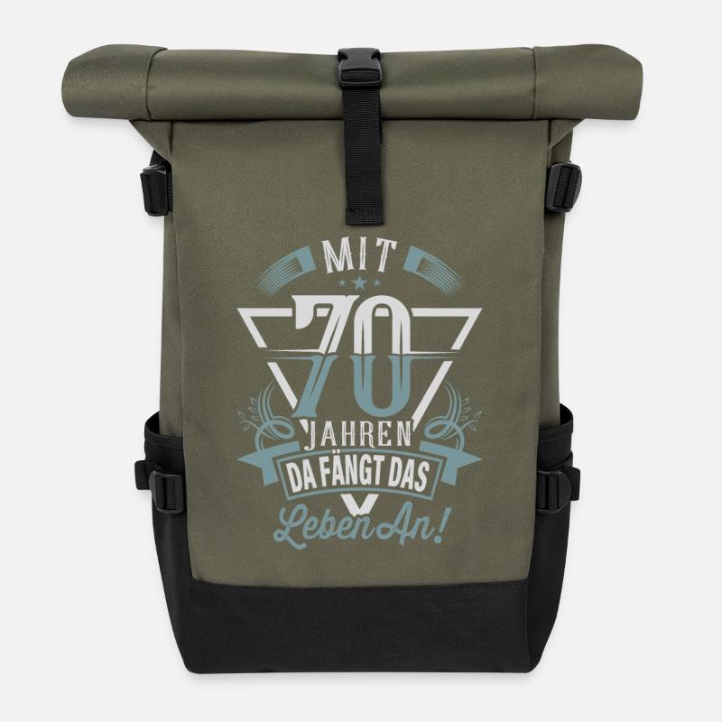 70. Geburtstag Da Fängt Das Leben An - Rolltop Rucksack - Olive/Schwarz
