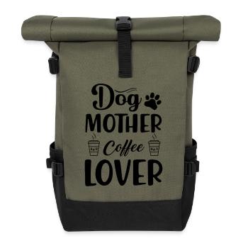 Dog mother coffee lover - Roll Top Backpack - olive/black - Front