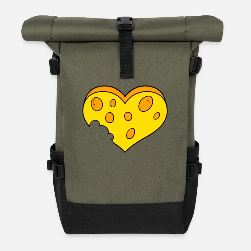 Käse Herz - Rolltop Rucksack - Olive/Schwarz