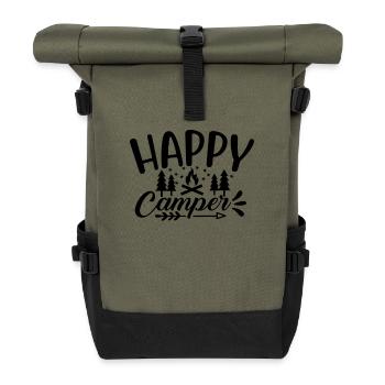 Happy camper - Roll Top Backpack - olive/black - Front