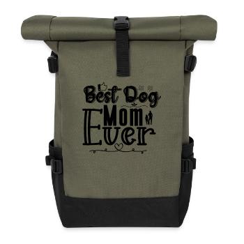 Best dog mom ever - Roll Top Backpack - olive/black - Front