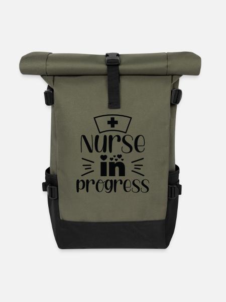 Krankenschwester in Progress - Rolltop Rucksack - Olive/Schwarz