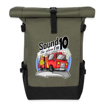 10 ans Jeune pompier camion de pompiers voiture - Sac à dos roll top - olive/noir - Devant