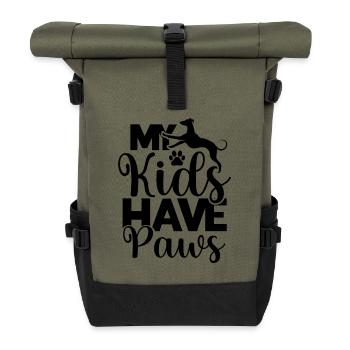 My children have paws - Roll Top Backpack - olive/black - Front