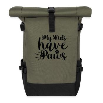 My children have paws - Roll Top Backpack - olive/black - Front