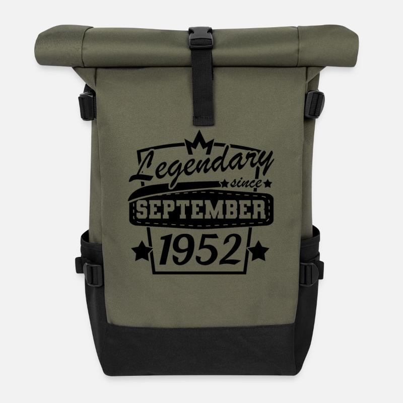 Legendär seit September 1952 Retro Geburtstag - Rolltop Rucksack - Olive/Schwarz