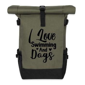 J’adore nager et les chiens - Sac à dos roll top - olive/noir - Devant