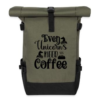 Même les licornes ont besoin de café licorne - Sac à dos roll top - olive/noir - Devant