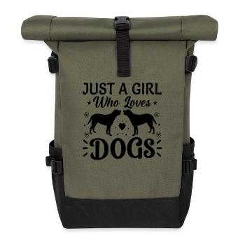 JUSTE UNE FILLE QUI AIME LES CHIENS - Sac à dos roll top - olive/noir - Devant