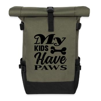 Meine Kinder haben Pfoten - Rolltop Rucksack - Olive/Schwarz - Vorne