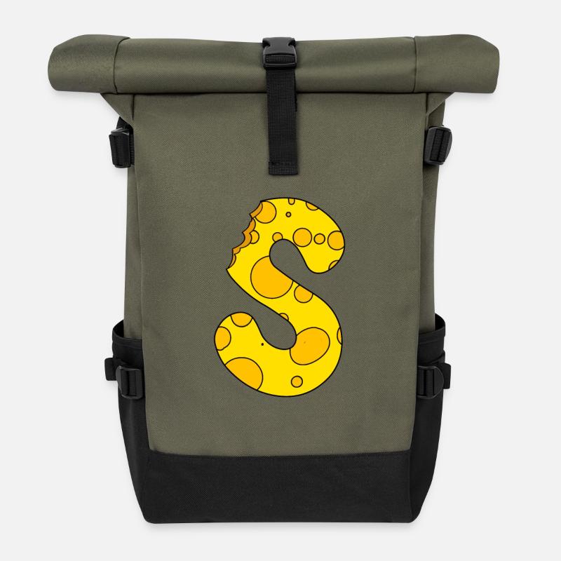 Buchstabe S - Rolltop Rucksack - Olive/Schwarz