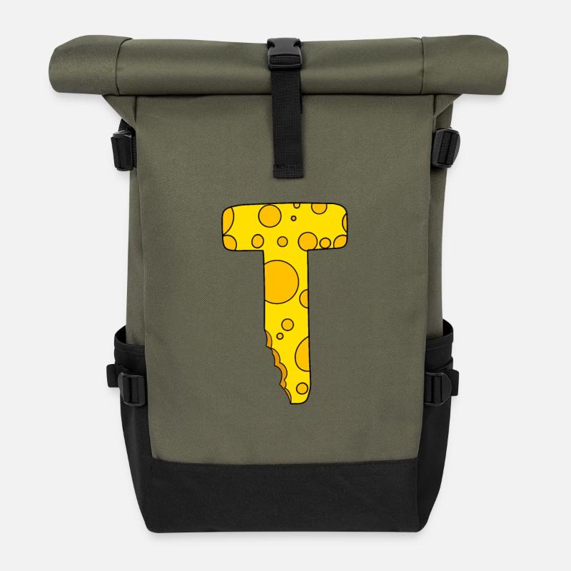 Buchstabe T - Rolltop Rucksack - Olive/Schwarz