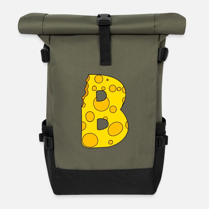 Lettre B - Sac à dos roll top - olive/noir