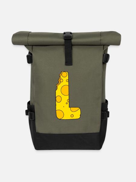 Buchstabe L - Rolltop Rucksack - Olive/Schwarz