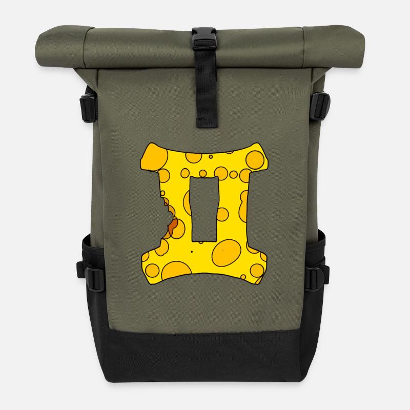 Sternzeichen Zwillinge - Rolltop Rucksack - Olive/Schwarz