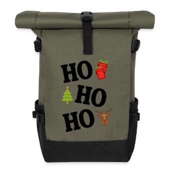 Funny Ho ho ho Christmas Design - Roll Top Backpack - olive/black - Front