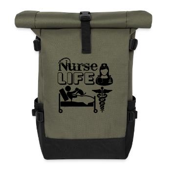 Krankenschwester Leben - Rolltop Rucksack - Olive/Schwarz - Vorne