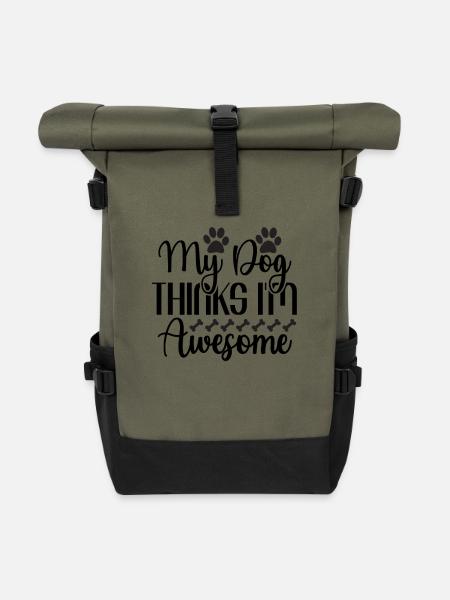 Mein Hund findet mich klasse - Rolltop Rucksack - Olive/Schwarz