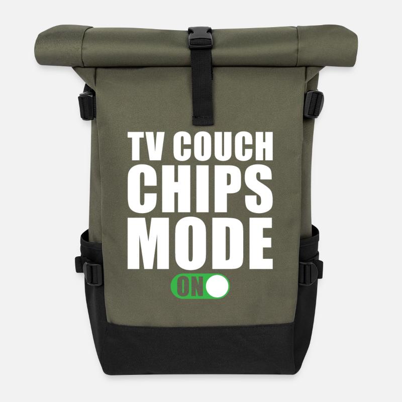 Tv Couch Chips Modus Ein - Rolltop Rucksack - Olive/Schwarz