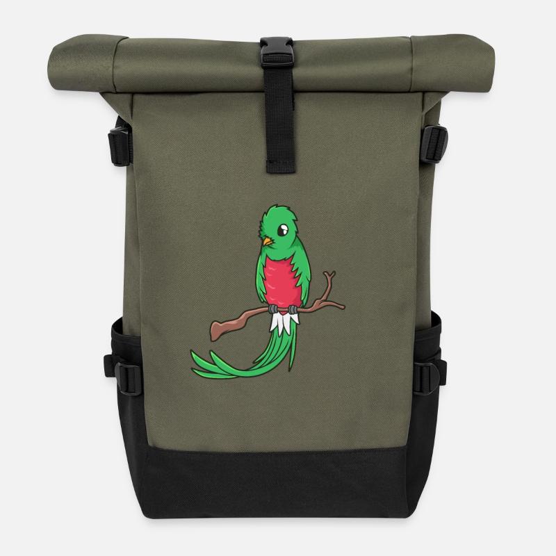 Kawaii Quetzal - Rolltop Rucksack - Olive/Schwarz