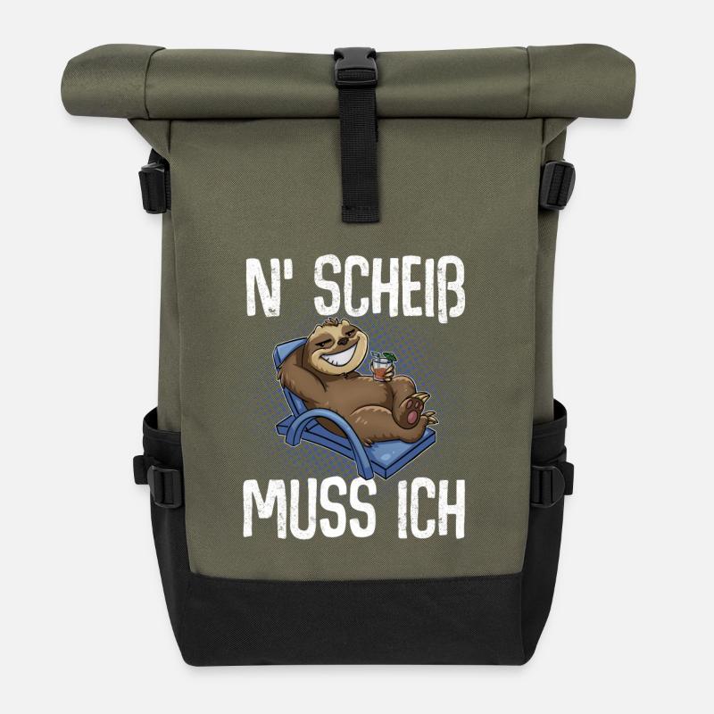 N'Scheiß Muss Ich - Rolltop Rucksack - Olive/Schwarz