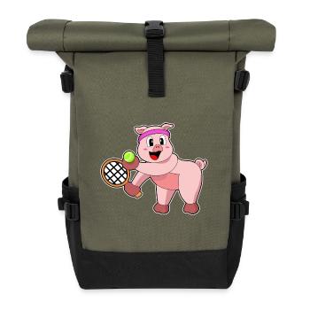 Pig Tennis Racket - Roll Top Backpack - olive/black - Front