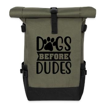 Hunde vor Kerlen - Rolltop Rucksack - Olive/Schwarz - Vorne