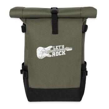 Let’s Rock Musikstil Genre Gitarre Rockband - Rolltop Rucksack - Olive/Schwarz - Vorne