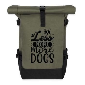 Weniger Menschen mehr Hunde - Rolltop Rucksack - Olive/Schwarz - Vorne