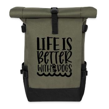La vie est meilleure avec les chiens - Sac à dos roll top - olive/noir - Devant