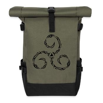 Triskèle Tribal Celte Breton - Sac à dos roll top - olive/noir - Devant