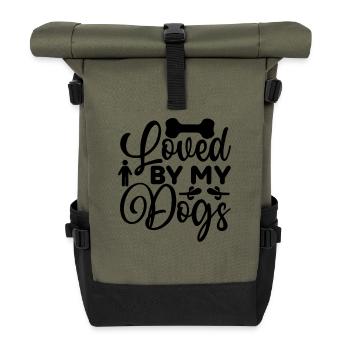 Geliebt von meinen Hunden - Rolltop Rucksack - Olive/Schwarz - Vorne