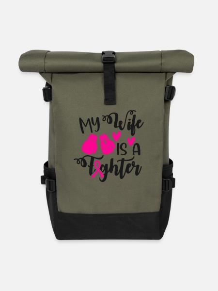 Meine Frau ist eine Kämpferin - Rolltop Rucksack - Olive/Schwarz