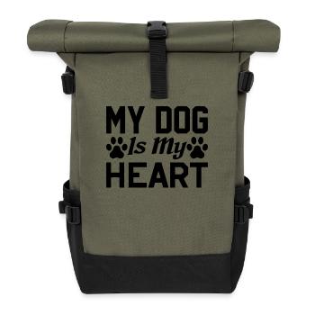 Mein Hund ist mein Herz - Rolltop Rucksack - Olive/Schwarz - Vorne