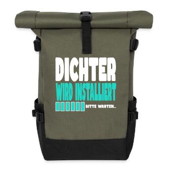 Dichter wird installiert - Rolltop Rucksack - Olive/Schwarz - Vorne