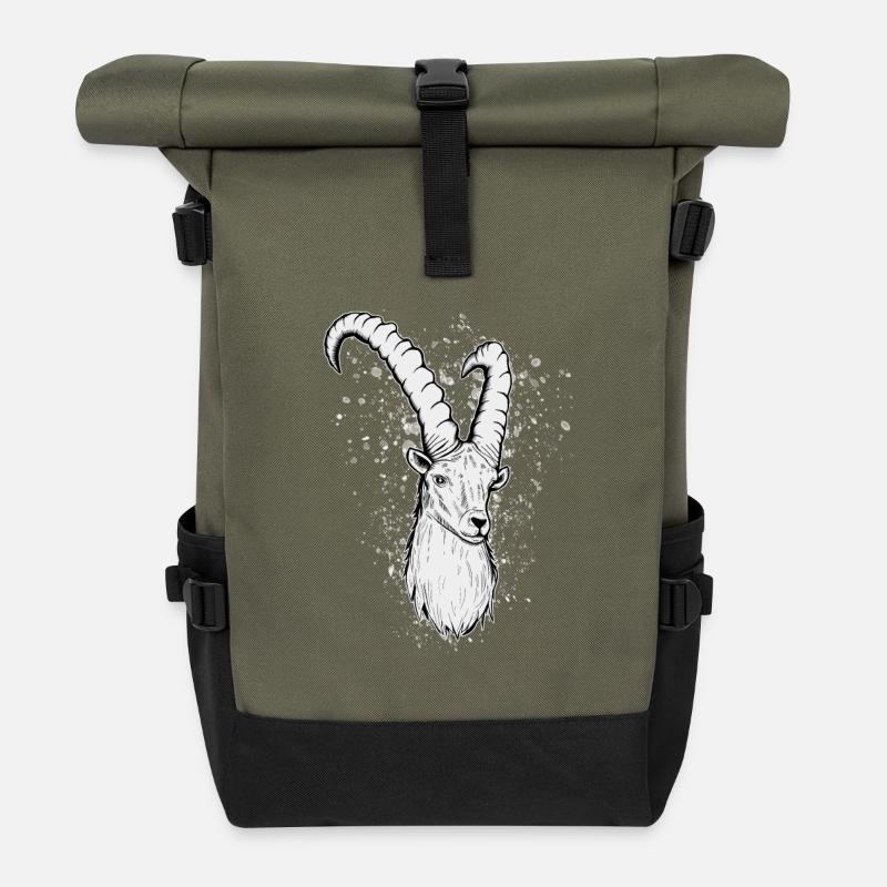 Steinbock Sternzeichen Geschenk - Rolltop Rucksack - Olive/Schwarz