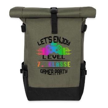 Level 7. KLASSE keep calm and game on - Rolltop Rucksack - Olive/Schwarz - Vorne