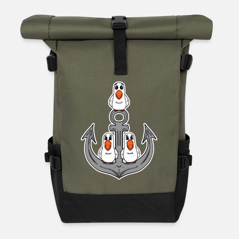 Möwen Möwe Anker - Rolltop Rucksack - Olive/Schwarz